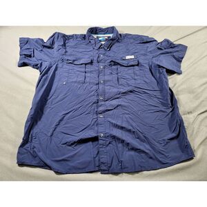 Magellan Shirt 3XL Navy‎ Blue S/S Button Up Fish Gear Vented Angler Fit Mag Wick